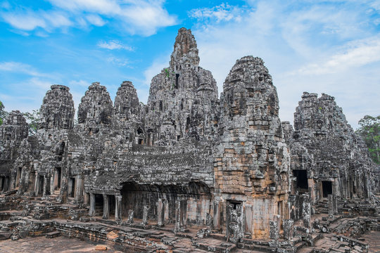 Bayon Temple with stone heads