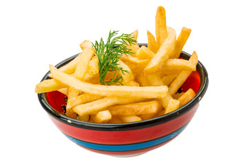 French fries on white background