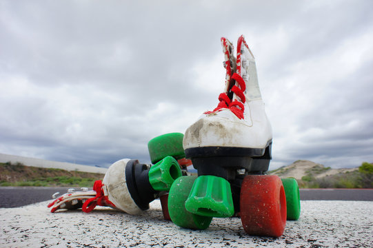 Old Vintage White Skate Boot