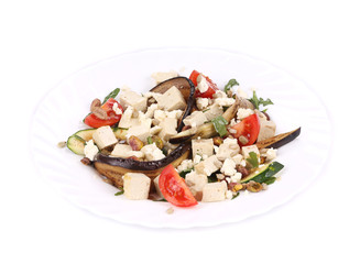 Salad with grilled vegetables and tofu.