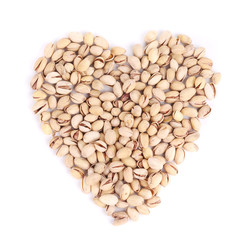 Heart shape of fresh pistachios.