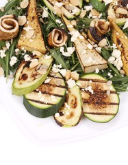Salad with grilled vegetables and tofu.