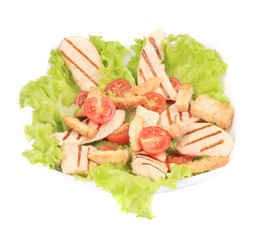 Caesar salad with tomatoes cherry.