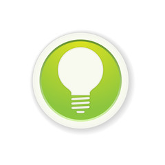 the green glossy circle button with bulb pictogram