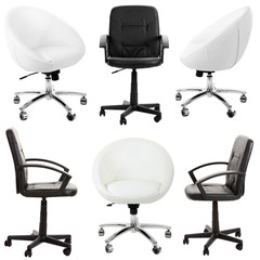 Collage of different chairs isolated on white