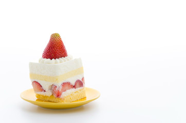 Strawberry cheesecake isolated on white background