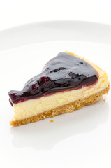 Blueberry cheesecake isolated white background