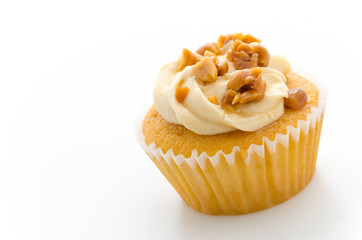 Nuts cupcake isolated on white background