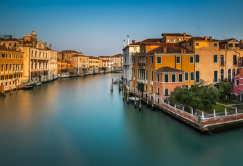 Fototapeta na wymiar View on Grand Canal from Accademia Bridge at Sunrise, Venice, It