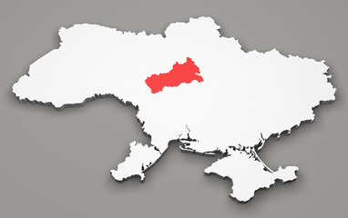Mappa Ucraina, divisione regioni, cherkasy