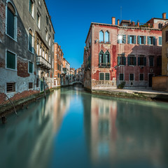 Fototapeta na wymiar Typical Canal, Bridge and Historical Buildings in Venice, Italy