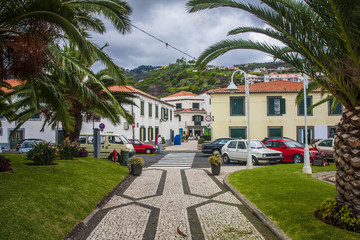 Obraz premium city Machico near airport in Madeira, Portugal