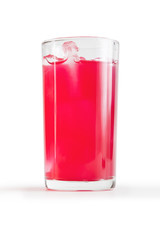 Full glass of soft drink on white background