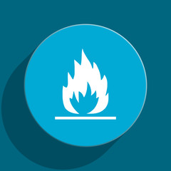 flame blue flat web icon