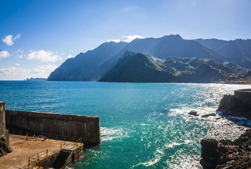 landscape with the ocean on Maderia island, from Faial village