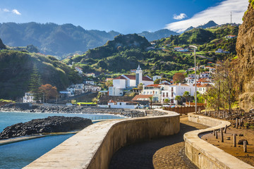 landscape with the ocean on Maderia island, from Faial village