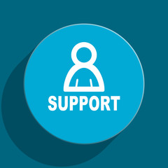 support blue flat web icon