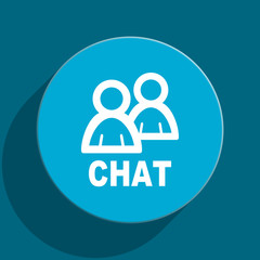 chat blue flat web icon