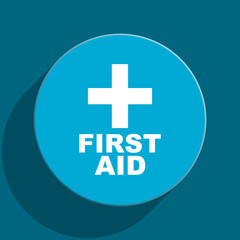 Obraz premium first aid blue flat web icon