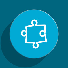 puzzle blue flat web icon