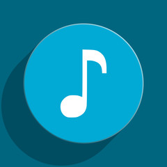 music blue flat web icon