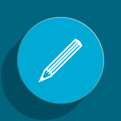 pencil blue flat web icon