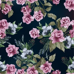 Foto op Aluminium Seamless vector floral pattern with roses, watercolor © ola-la