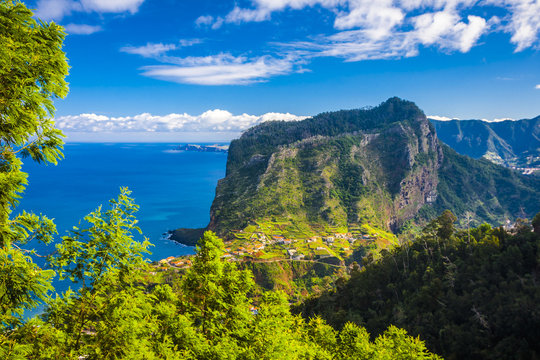 coast on madeira island in sunny day at the winter, portugal
