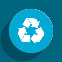 recycle blue flat web icon