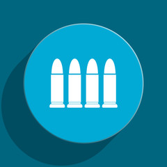 ammunition blue flat web icon
