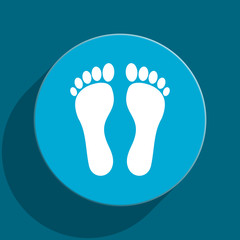 foot blue flat web icon