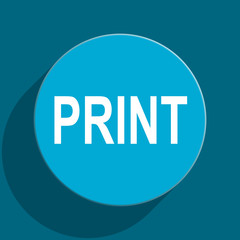 print blue flat web icon