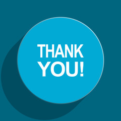 thank you blue flat web icon