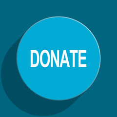 donate blue flat web icon