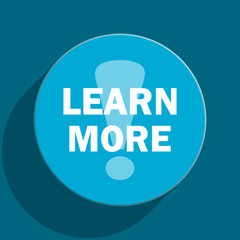 learn more blue flat web icon