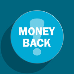 money back blue flat web icon