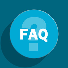 faq blue flat web icon