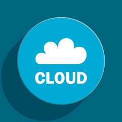 cloud blue flat web icon