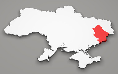 Mappa Ucraina, divisione regioni, donetsk