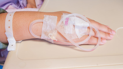 Close up  patients hand after remove iv drip.