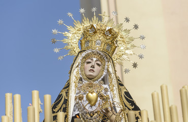 Virgen  de los Dolores, Semana Santa Córdoba 2014 - obrazy, fototapety, plakaty