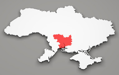 Fototapeta premium Mappa Ucraina, divisione regioni, mykolaiv