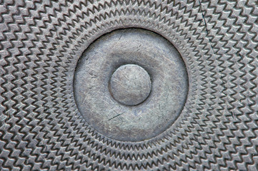 Naklejka premium Old metal plate. Dirty background. Macro