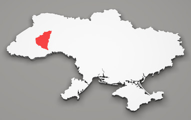 Mappa Ucraina, divisione regioni, ternopil