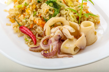 Fried rice with calamari