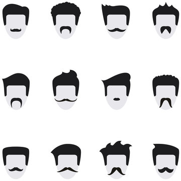 Set vector icons face with mustaches