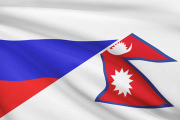 Flags. Russia and Federal Democratic Republic of Nepal.