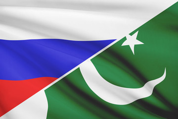 Series of flags. Russia and Islamic Republic of Pakistan.