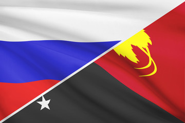 Flags. Russia and Independent State of Papua New Guinea.