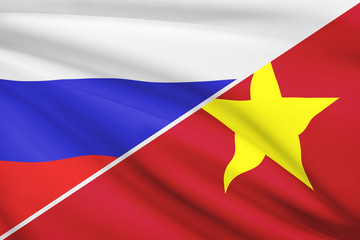 Series of flags. Russia and Socialist Republic of Vietnam.